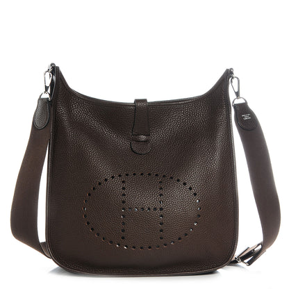 Hermes Taurillon Clemence Evelyne III PM Chocolate 1 of 8