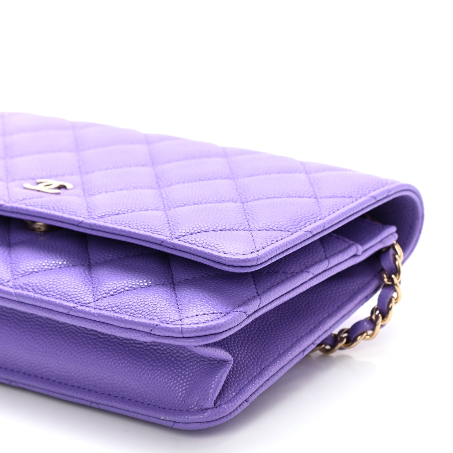 Caviar Quilted Wallet On Chain WOC Purple