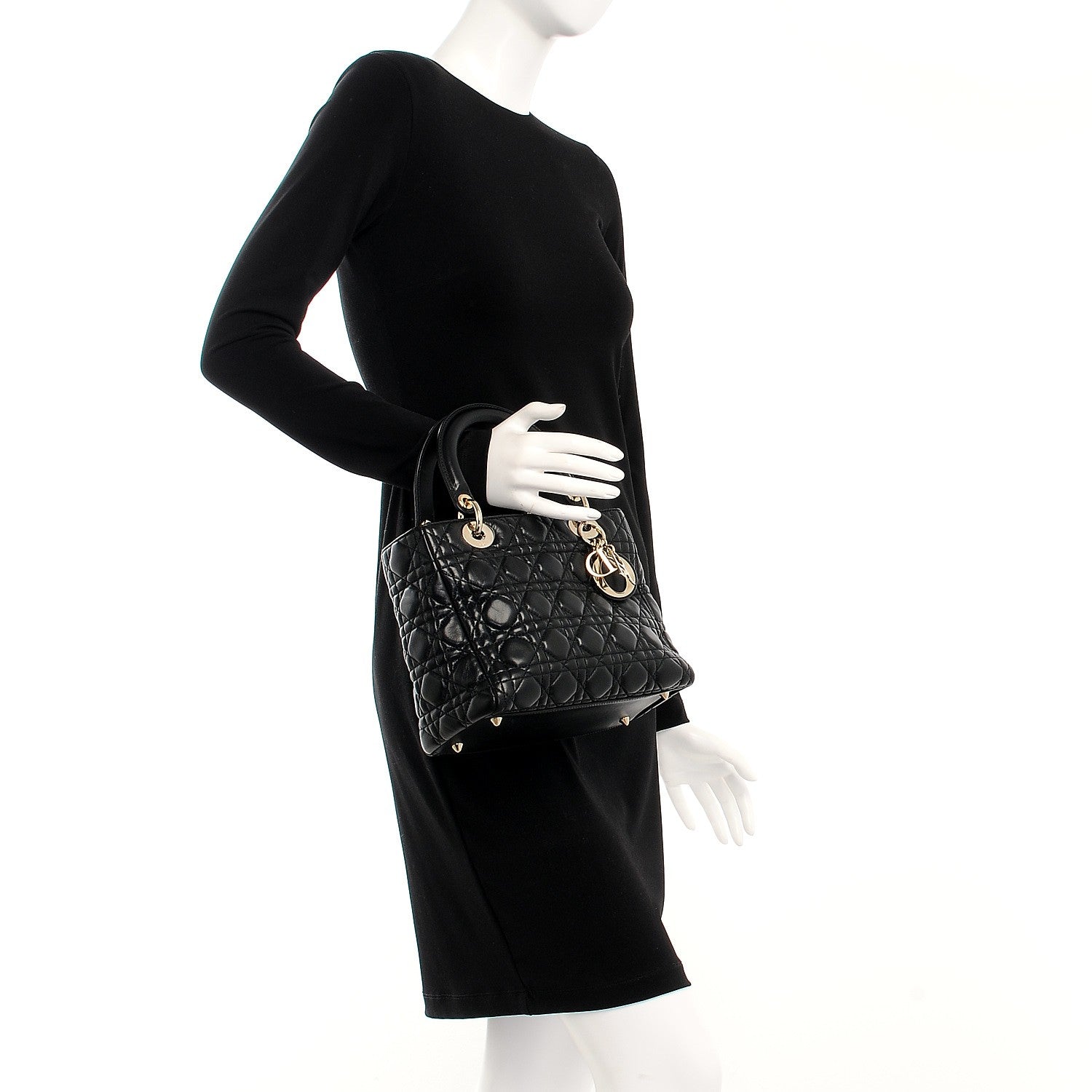 Christian Dior Lambskin Cannage Medium Supple Lady Dior Black 3 of 8