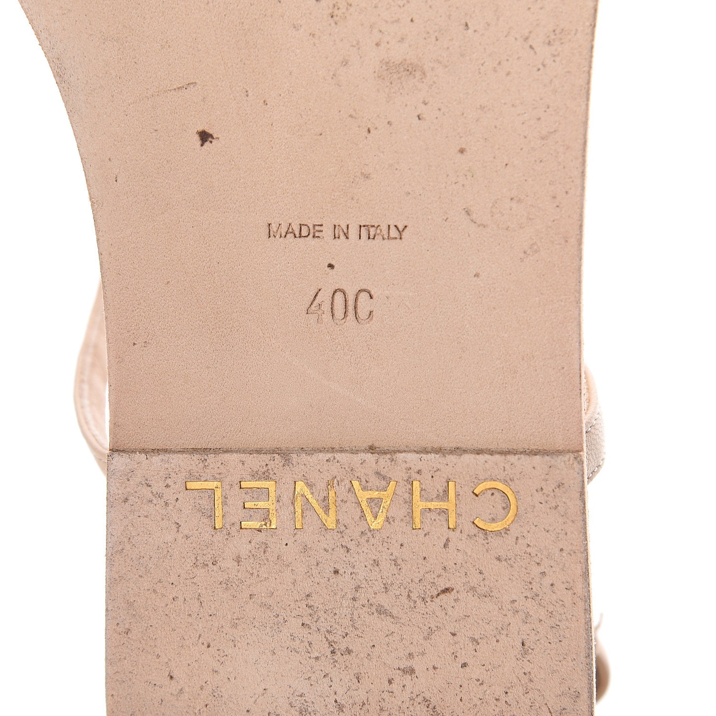Lambskin CC Chain Thong Sandals 40 Beige