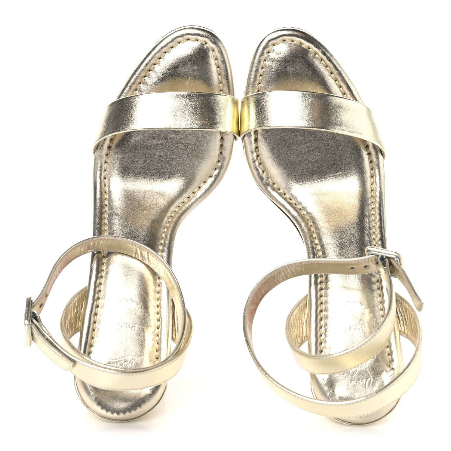 Christian Louboutin Kid Laminato Miss Sabina 85 Sandals 41 Platine 2 of 9