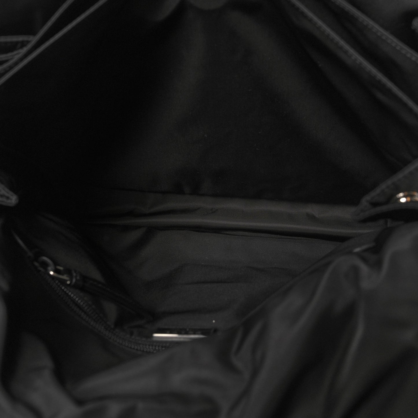 Re-Nylon Vitello Padded Large Flap Shoulder Bag Black