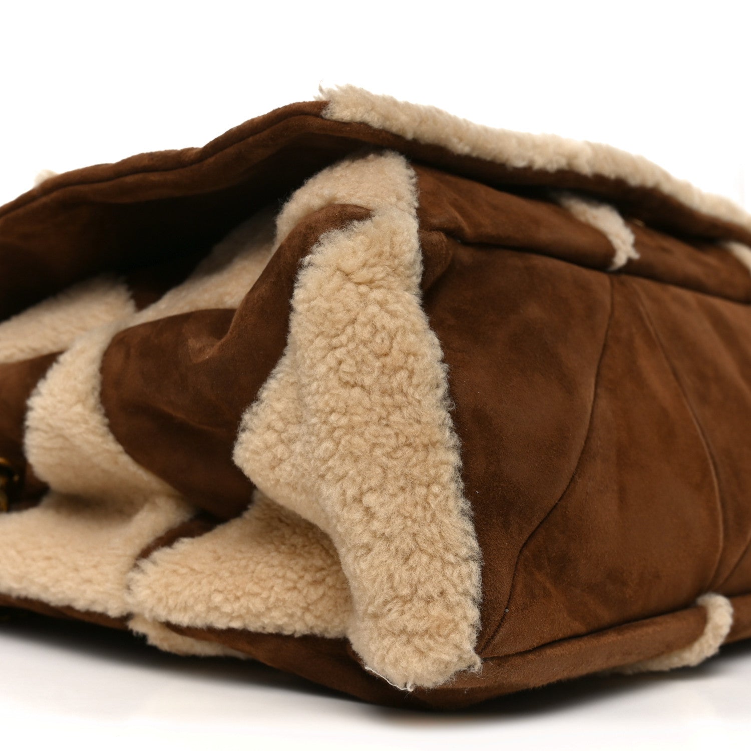 Saint Laurent Suede Shearling Patchwork Monogram Giant Jamie Brown Beige 17 of 19