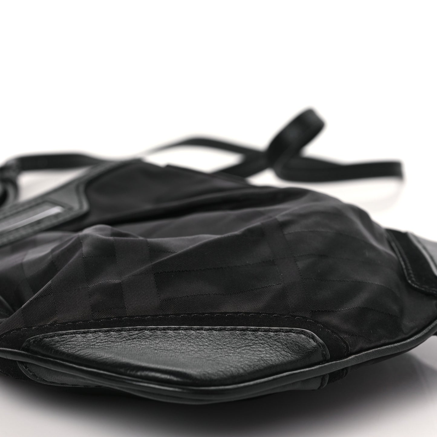 Nylon Tonal Check Crossbody Black