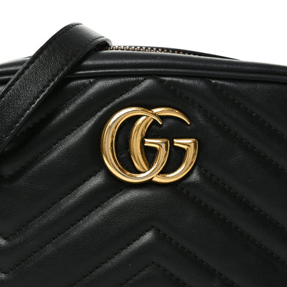 Gucci Calfskin Matelasse Mini GG Marmont Chain Shoulder Bag Black 8 of 10