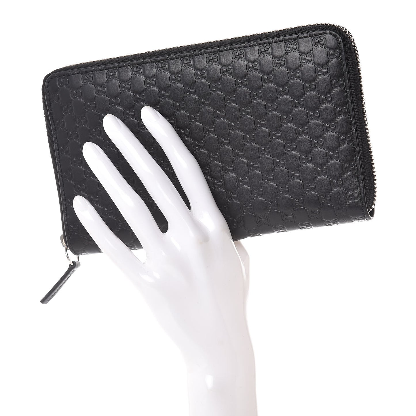 Microguccissima Large Zip Around Organizer Wallet Black