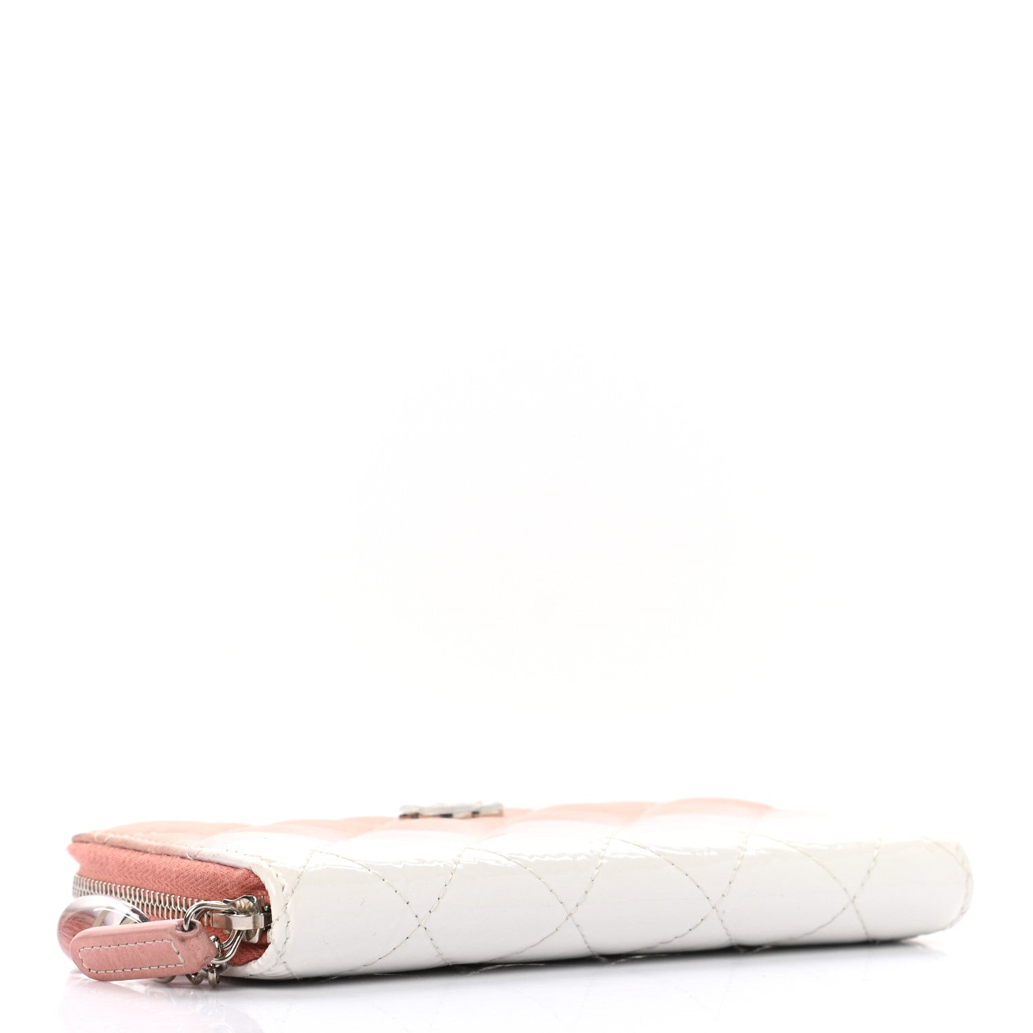 Chanel Ombre Patent Calfskin Quilted Small Zip Around Wallet Pink White 4 of 9