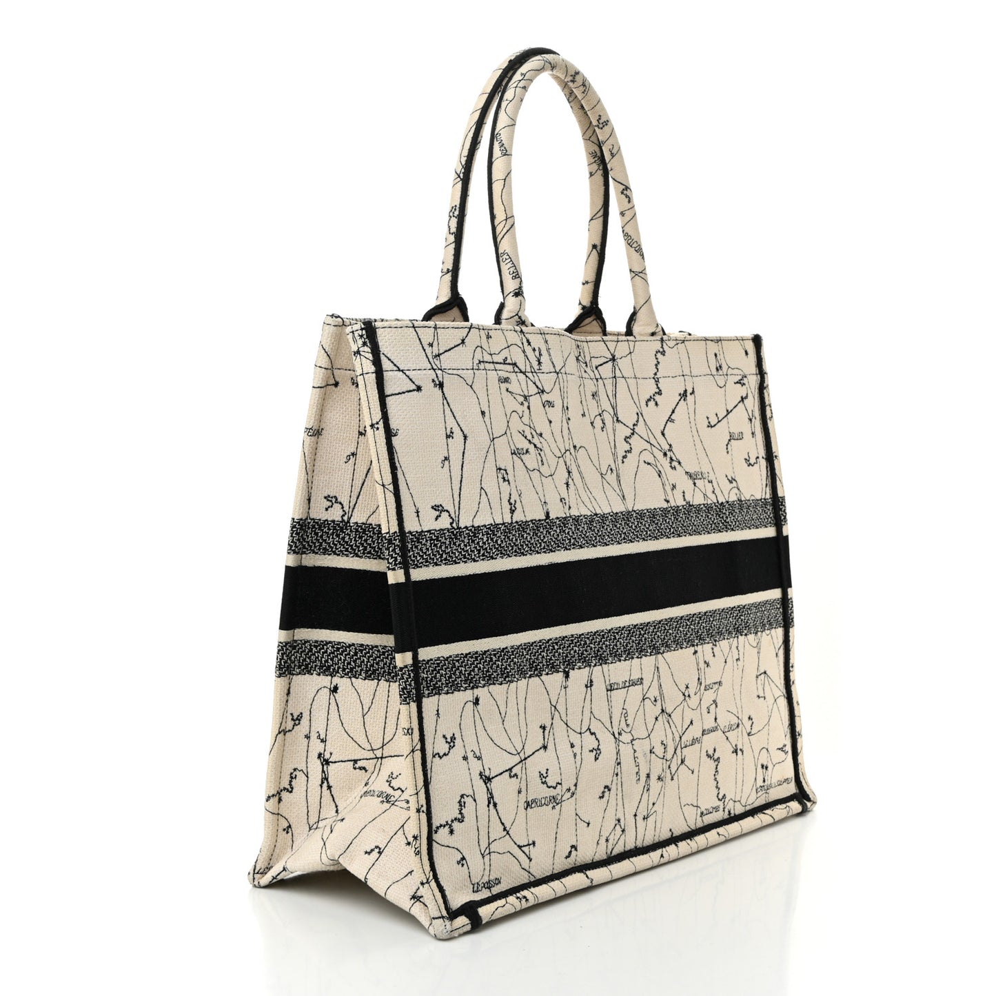 Canvas Embroidered Zodiac Book Tote Latte Multicolor