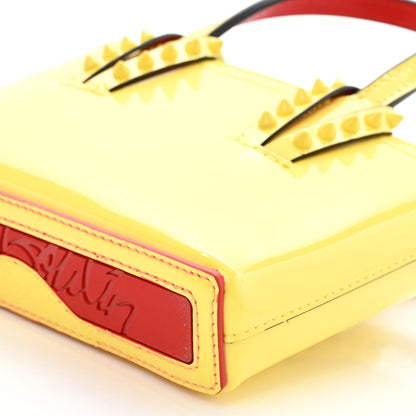 Christian Louboutin Patent Calfskin Spikes Mini East West Cabata Tote Yellow 9 of 11