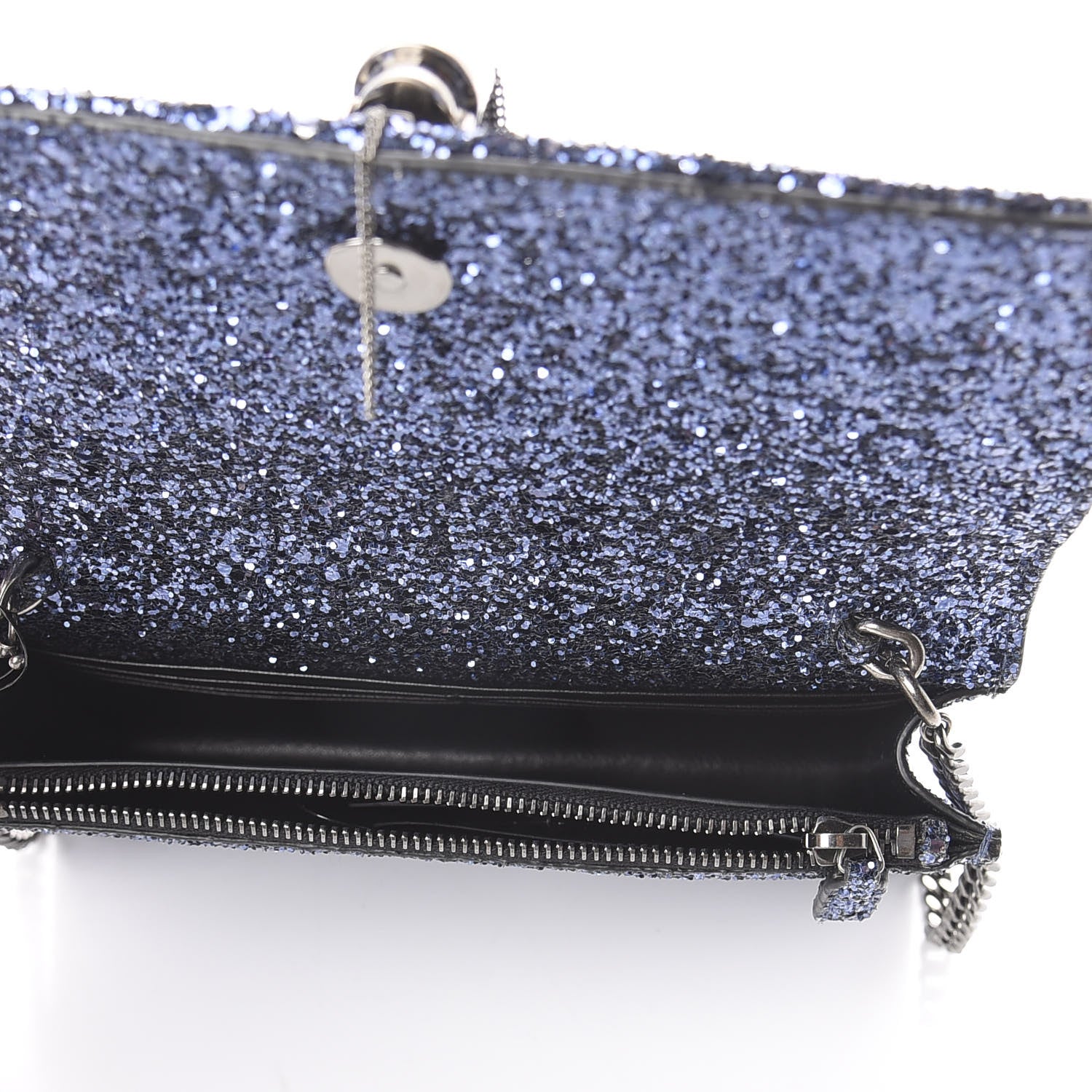 Saint Laurent Metallic Glitter Classic Monogram Kate Tassel Chain Wallet North Sea 4 of 8