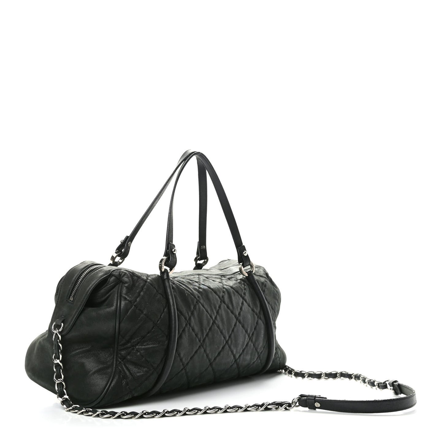 Calfskin Quilted Relax CC Bowler Bag Black