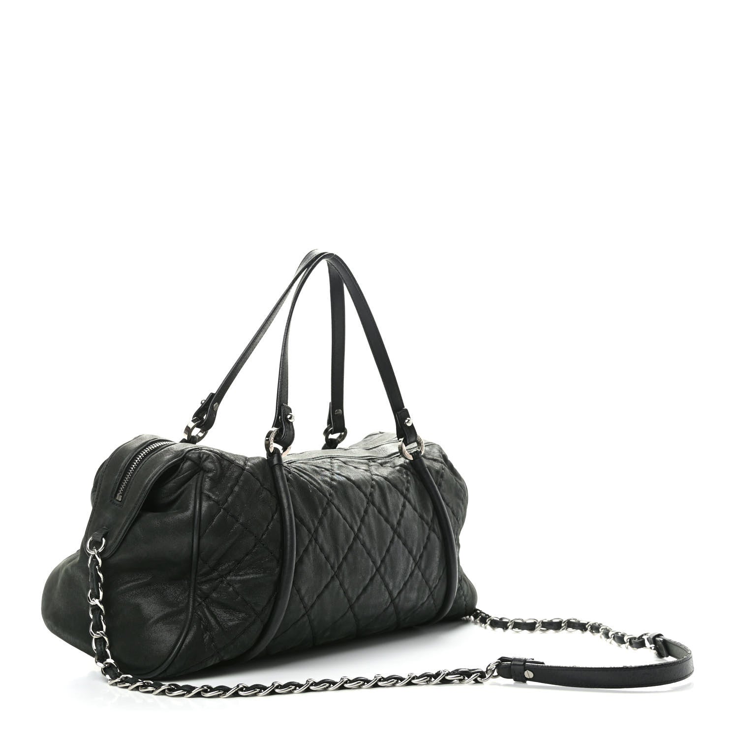 Chanel Calfskin Quilted Relax CC Bowler Bag Black 3 of 12