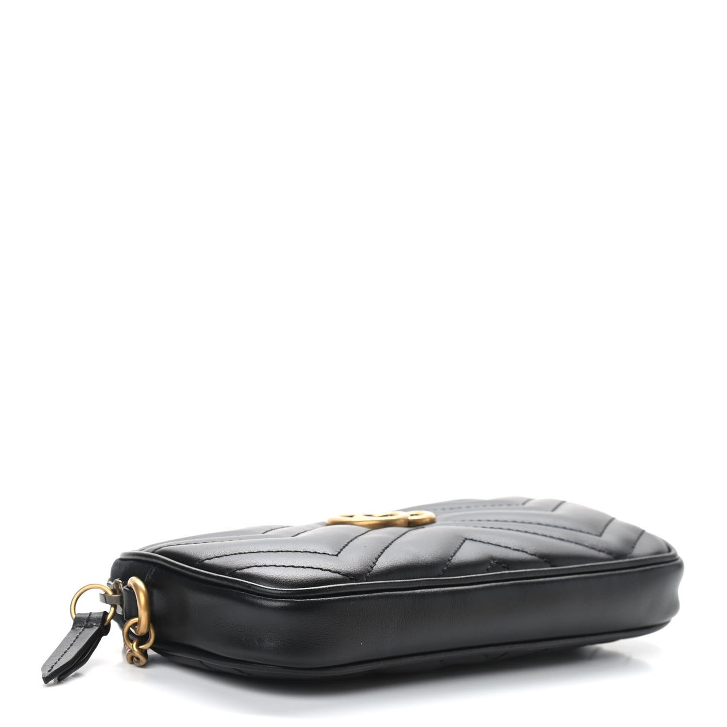 Calfskin Matelasse Mini GG Marmont Chain Crossbody Bag Black