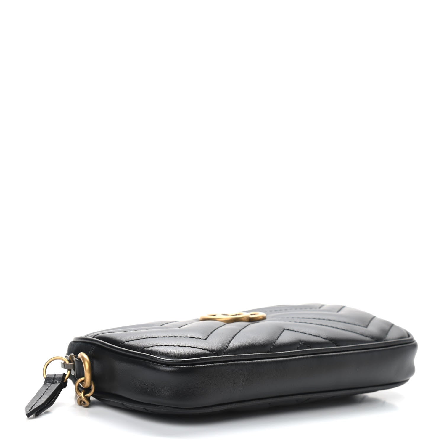 Gucci Calfskin Matelasse Mini GG Marmont Chain Crossbody Bag Black 4 of 9