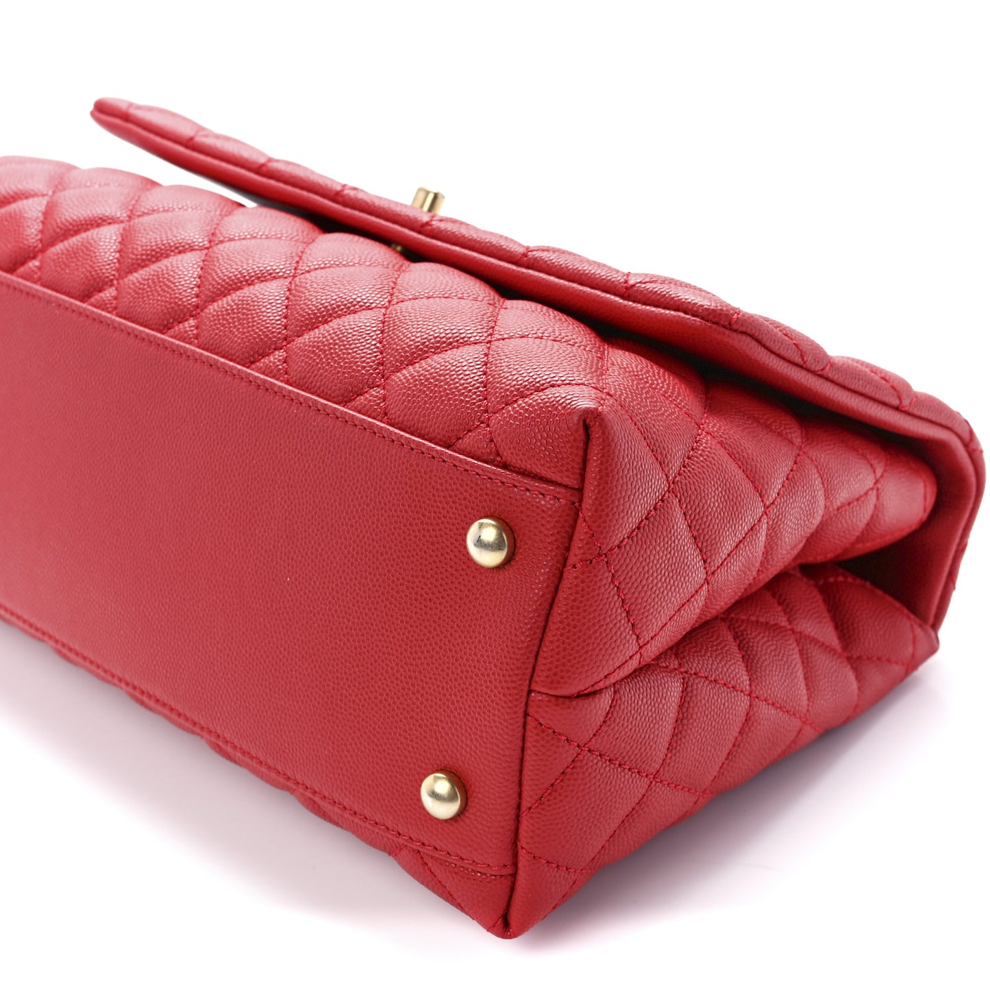 Caviar Quilted Small Coco Handle Flap Red