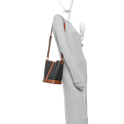 Celine Triomphe Canvas Calfskin Small Bucket Bag Tan 2 of 10