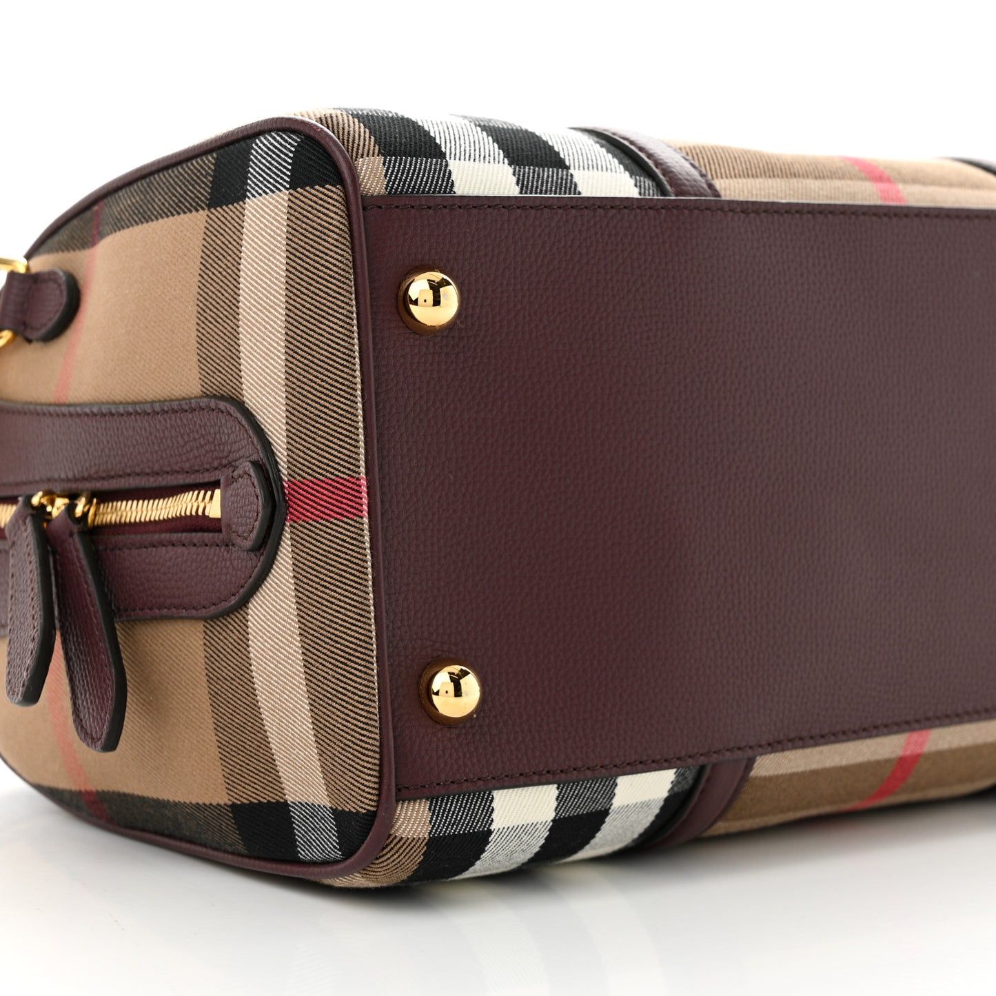 House Check Derby Calfskin Medium Alchester Bowling Bag Mahogany Red
