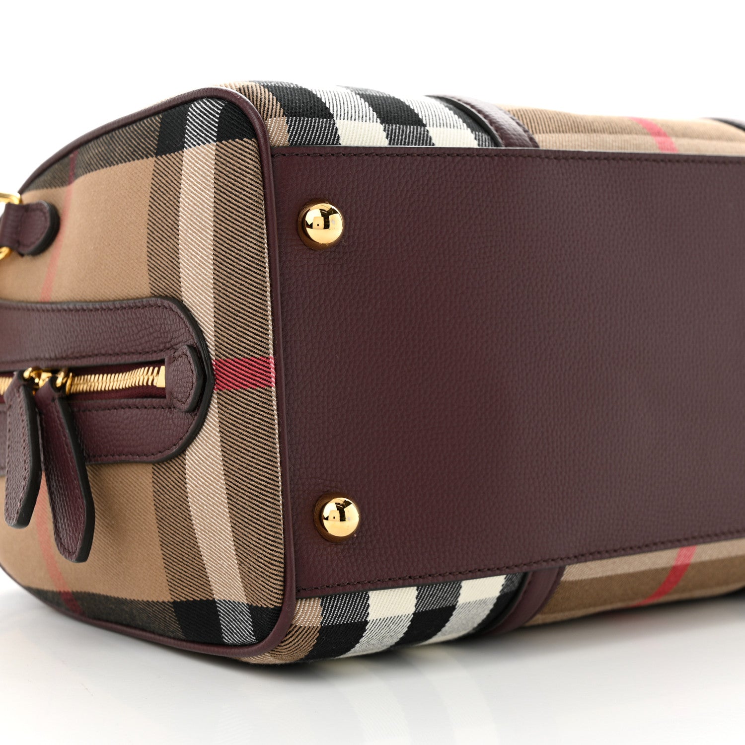 Burberry House Check Derby Calfskin Medium Alchester Bowling Bag Mahogany Red 9 of 14