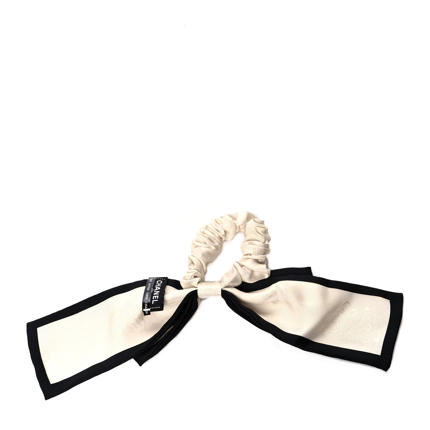 Silk Twill Hair Tie Ivory Black