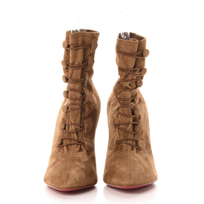 Christian Louboutin Veau Velours French Tutu Button Ankle Boot 38.5 Tan 2 of 8