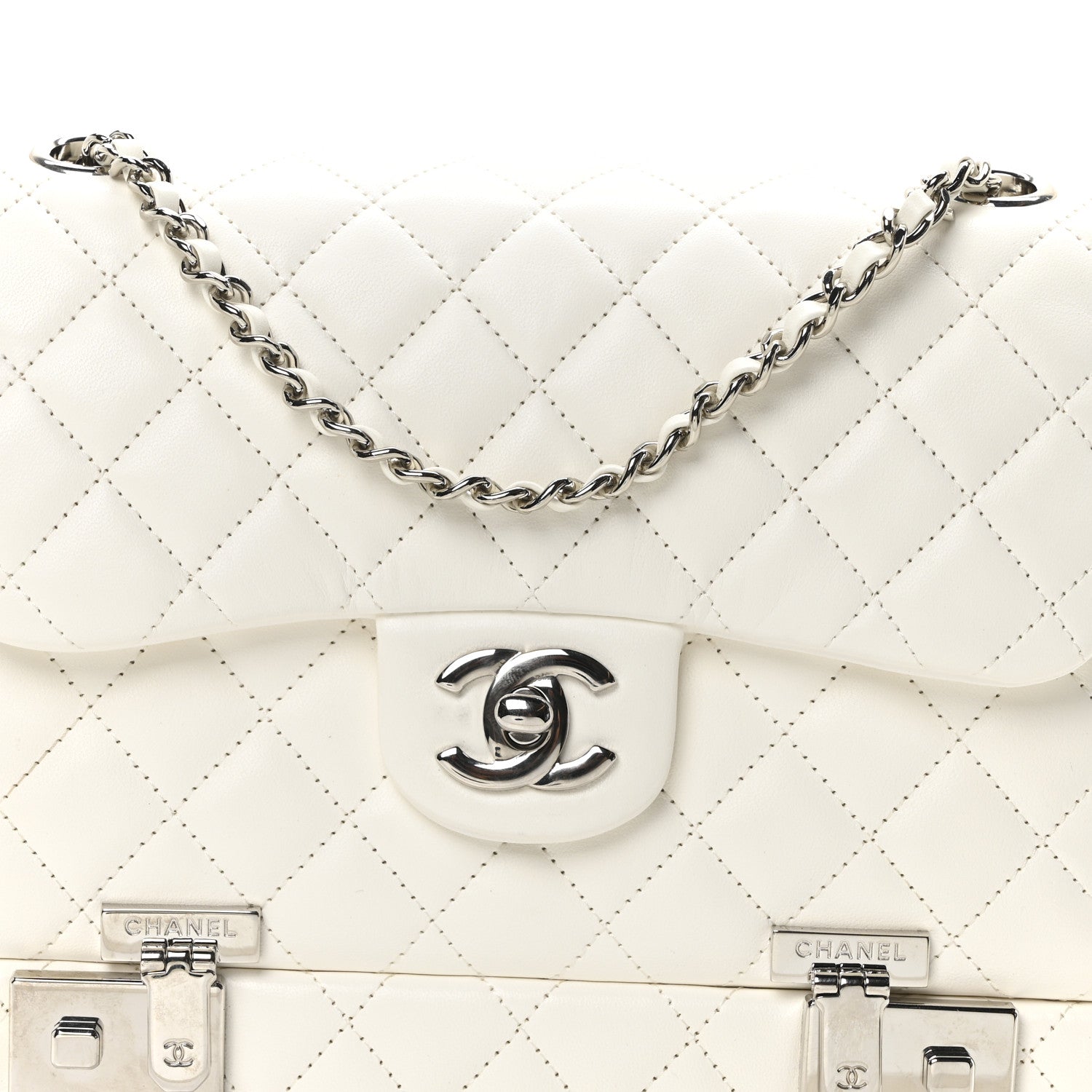 Chanel Lambskin Quilted Cockpit Flap Bag White 8 of 10