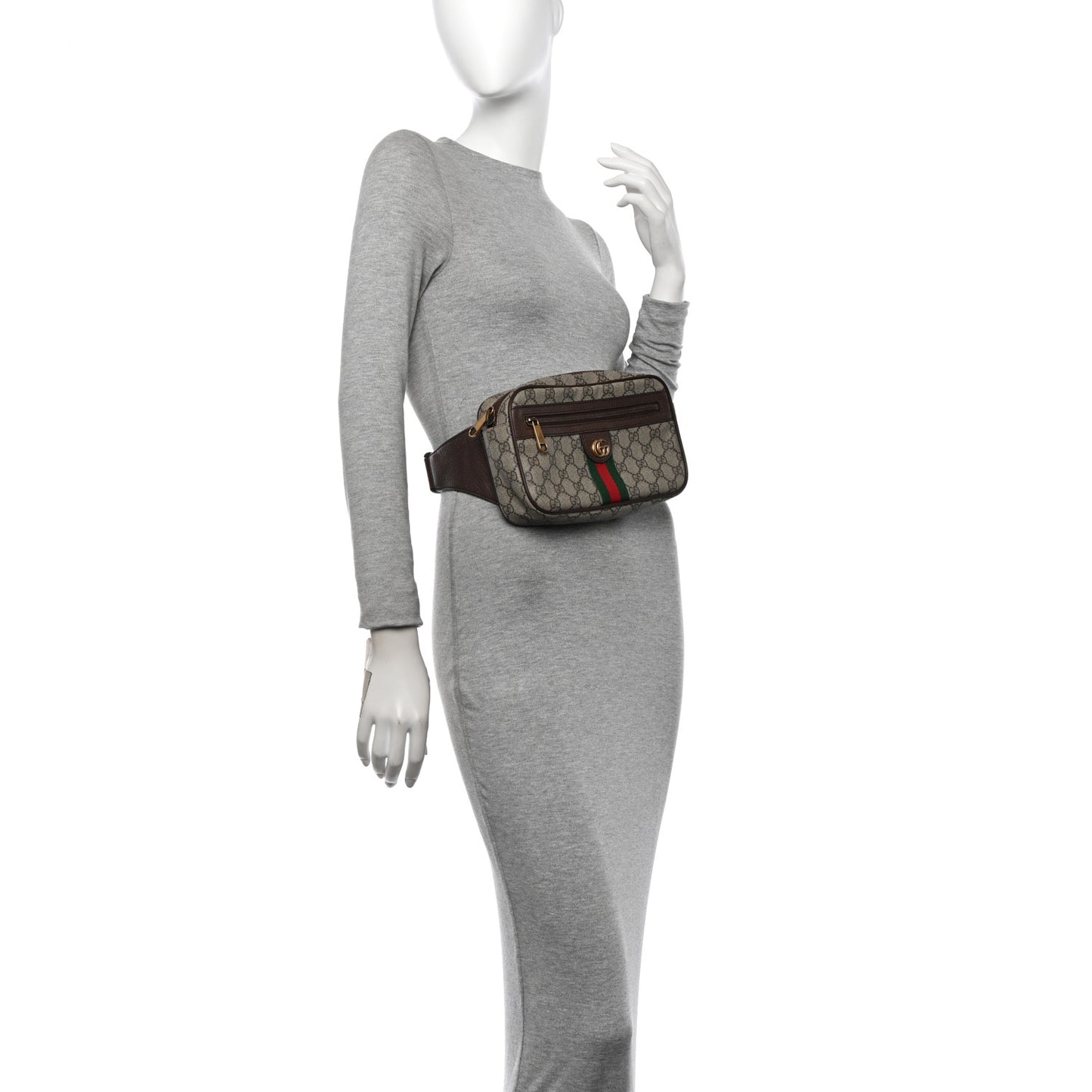 Soft GG Supreme Monogram Medium Ophidia Belt Bag Dark Brown