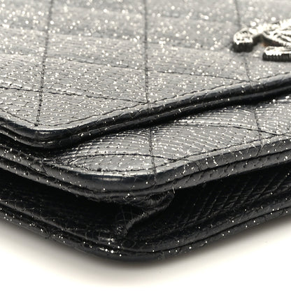 Chanel Glitter Calfskin Quilted Wallet on Chain WOC Black 9 of 11