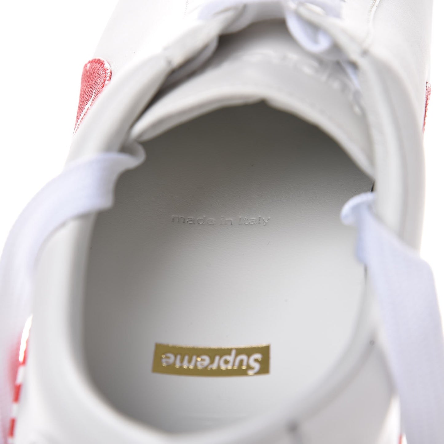 X SUPREME Calfskin Monogram Sneakers 7 White Red