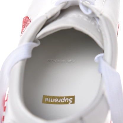 Louis Vuitton X SUPREME Calfskin Monogram Sneakers 7 White Red 7 of 9