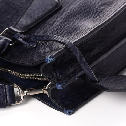 Prada Saffiano Cuir Double Handle Tote Baltico 13 of 16