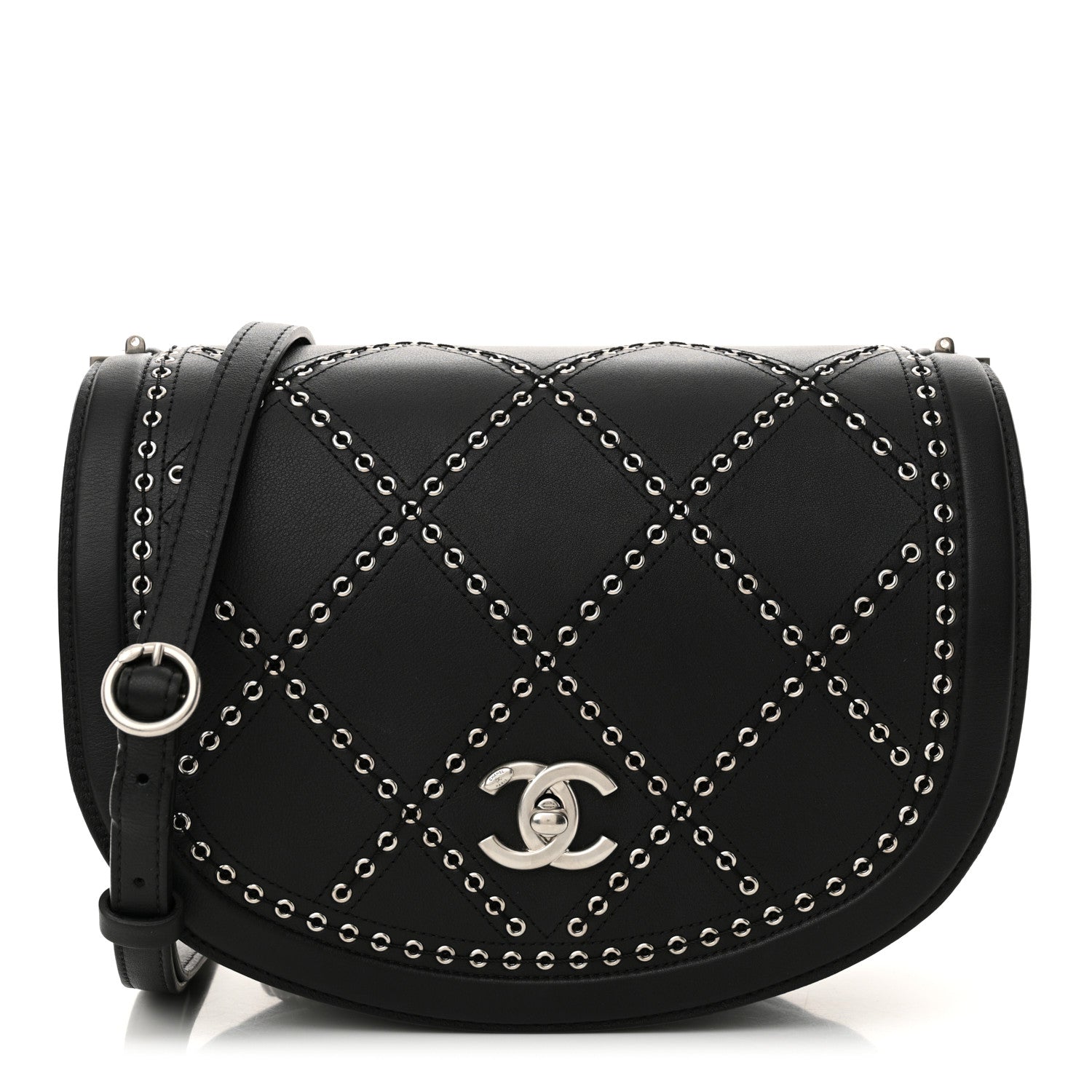 Chanel Calfskin Coco Eyelets Small Flap Bag Black 1 of 14