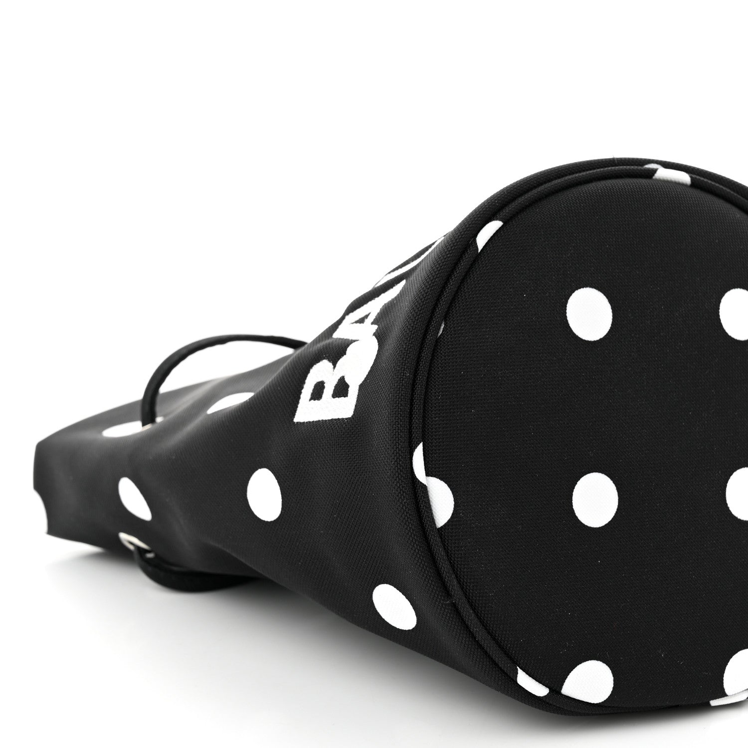 Balenciaga Recycled Sport Nylon Polka Dot Logo Embroidered Wheel Drawstring Bucket Bag XS Black White 8 of 9