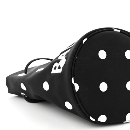 Balenciaga Recycled Sport Nylon Polka Dot Logo Embroidered Wheel Drawstring Bucket Bag XS Black White 8 of 9