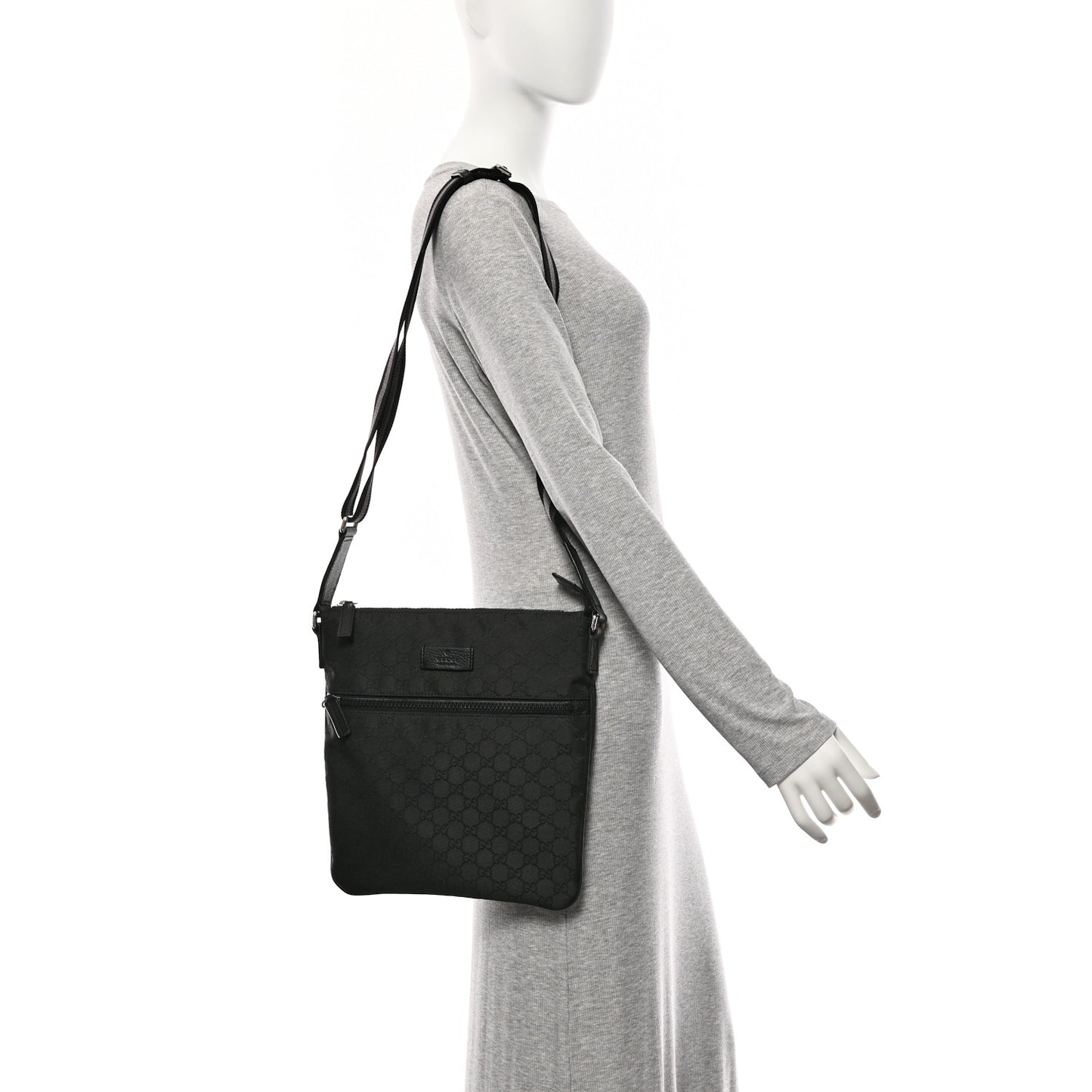 Nylon Monogram Medium Flat Messenger Bag Black