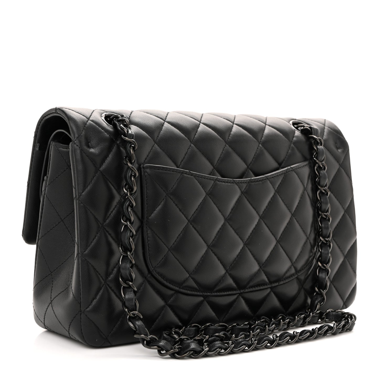 Lambskin Quilted Medium Double Flap So Black