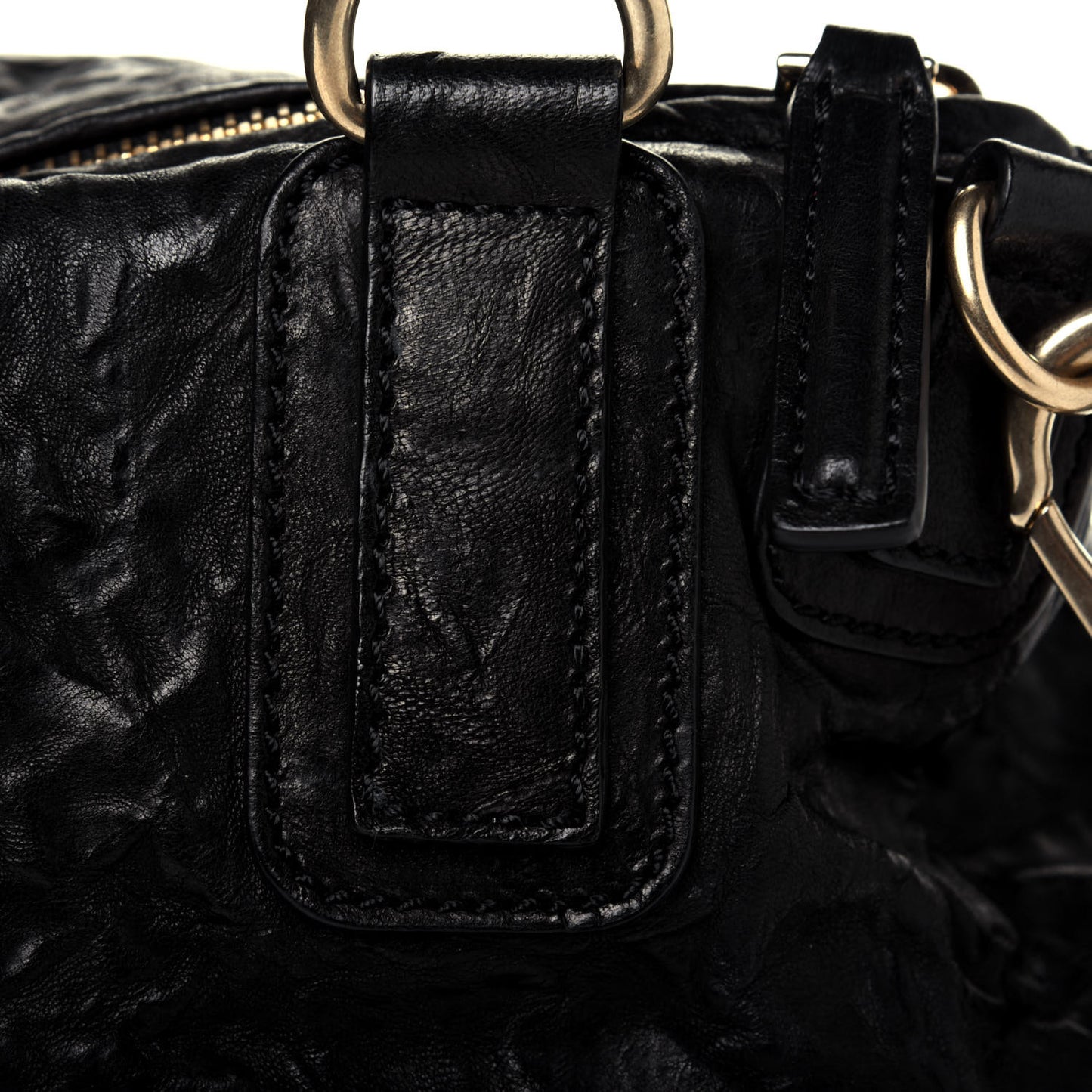 Tumbled Sheepskin Medium Pandora Bag Black