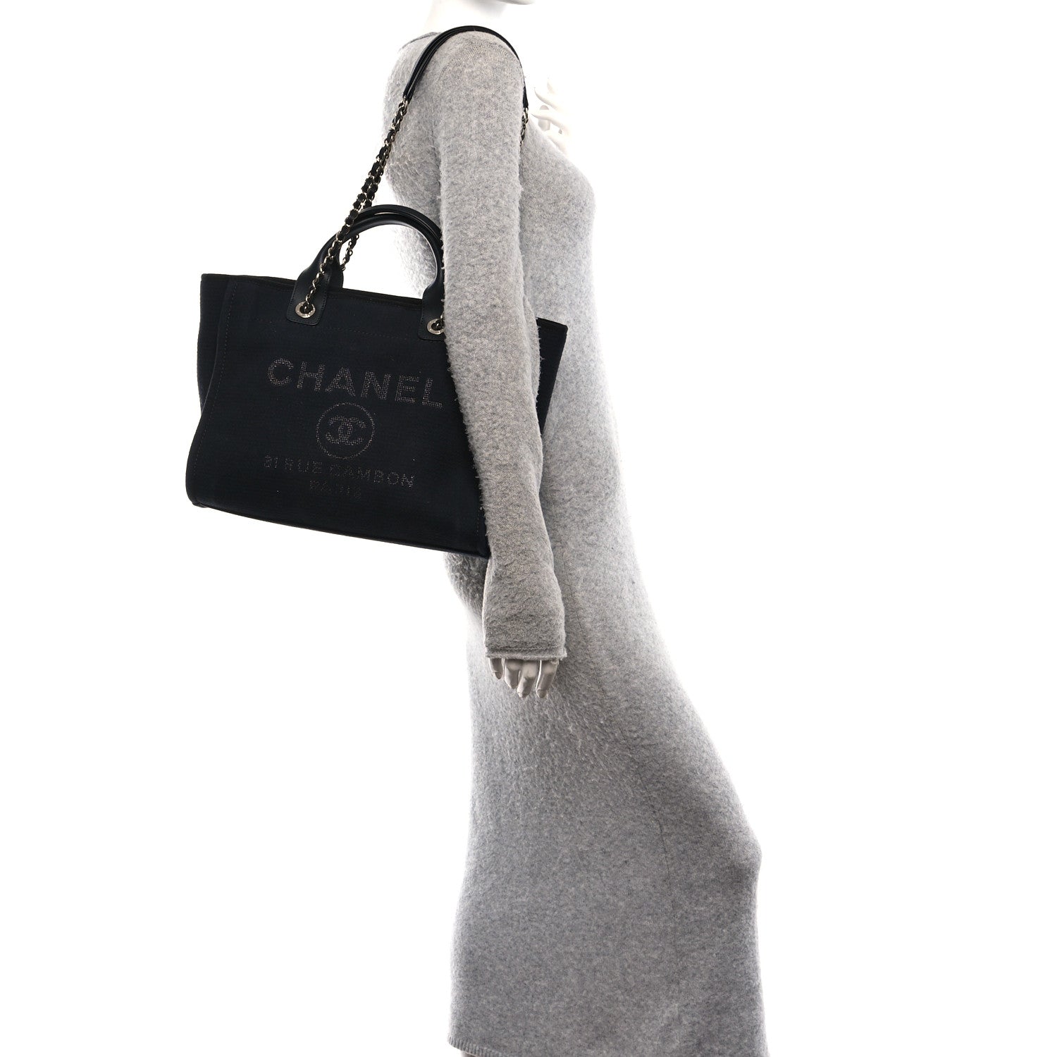 Chanel Mixed Fibers Small Deauville Tote Black 2 of 11