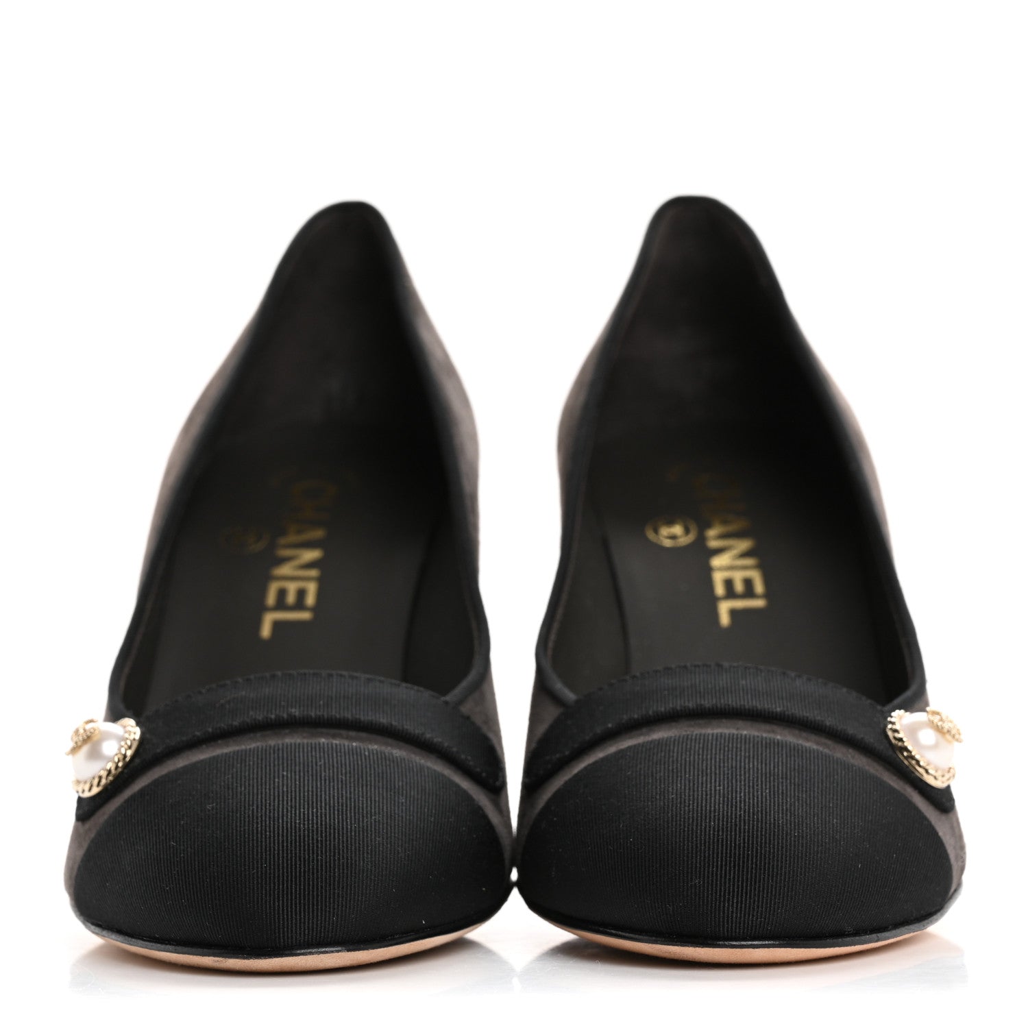 Chanel Glitter Calfskin Grosgrain Cap Toe Pearl Pumps 36.5 3 of 10