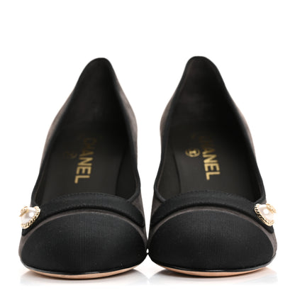 Chanel Glitter Calfskin Grosgrain Cap Toe Pearl Pumps 36.5 3 of 10