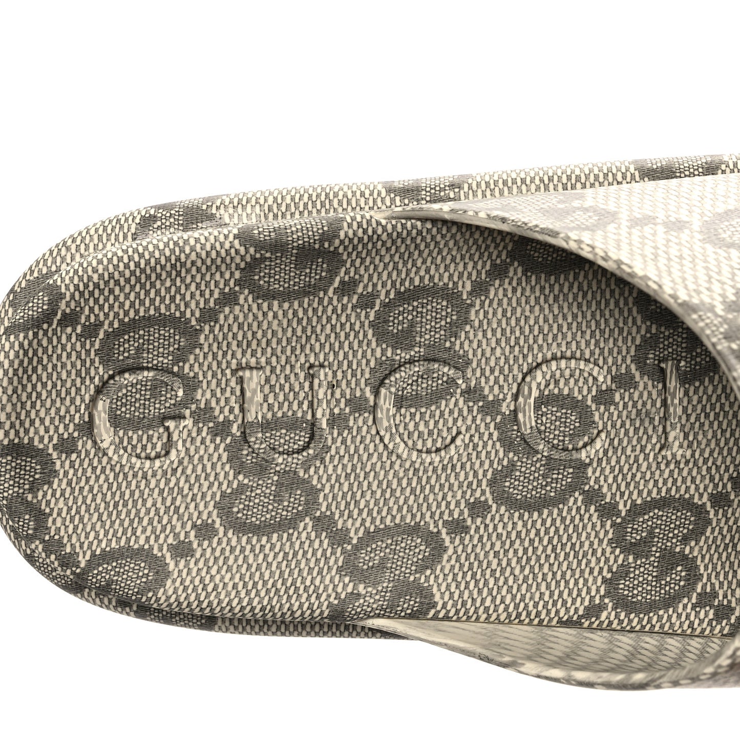 Cubic Rubber GG Monogram Womens Interlocking G Platform 42mm Slide Sandals 38 Beige Ebony