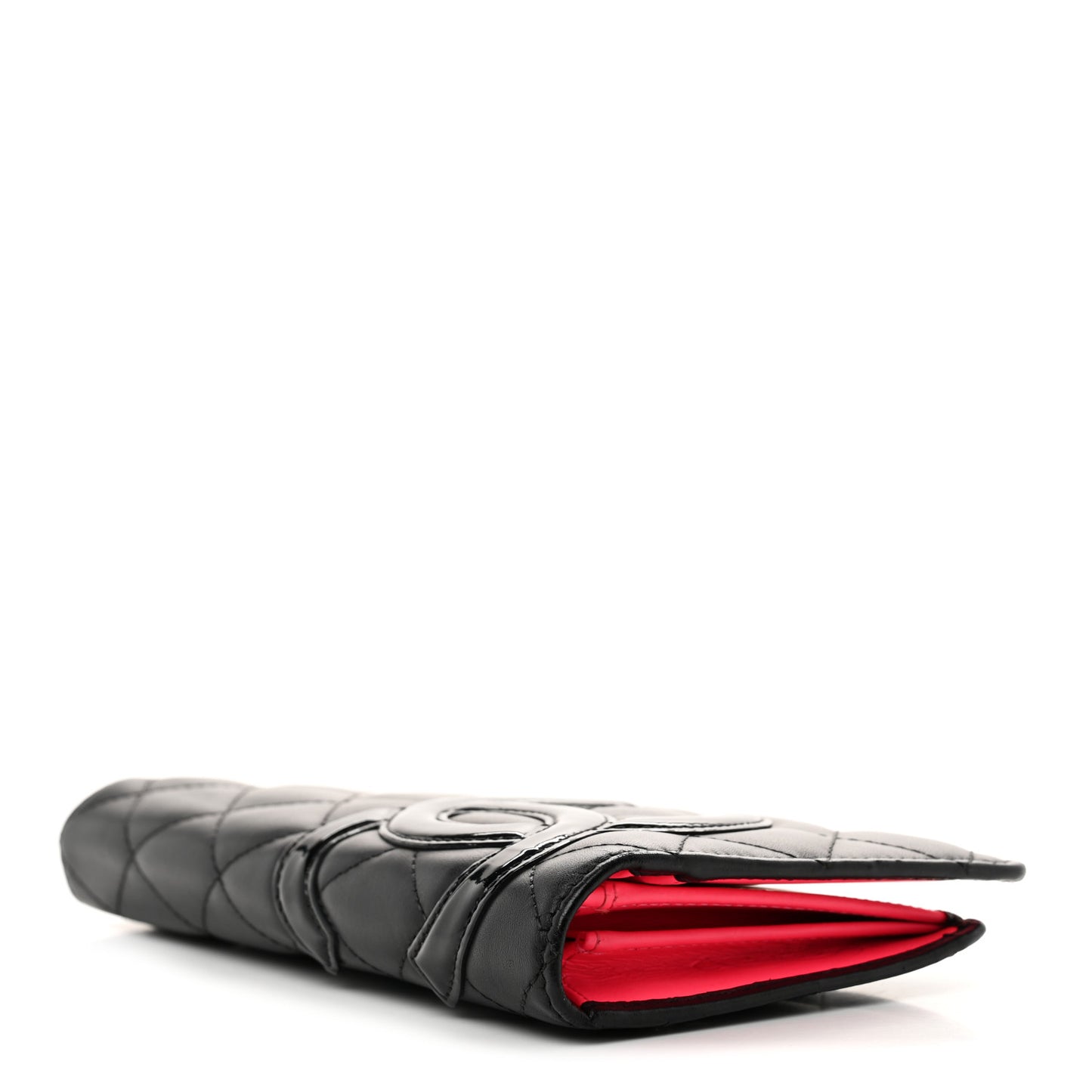 Calfskin Quilted Cambon Yen Wallet Black