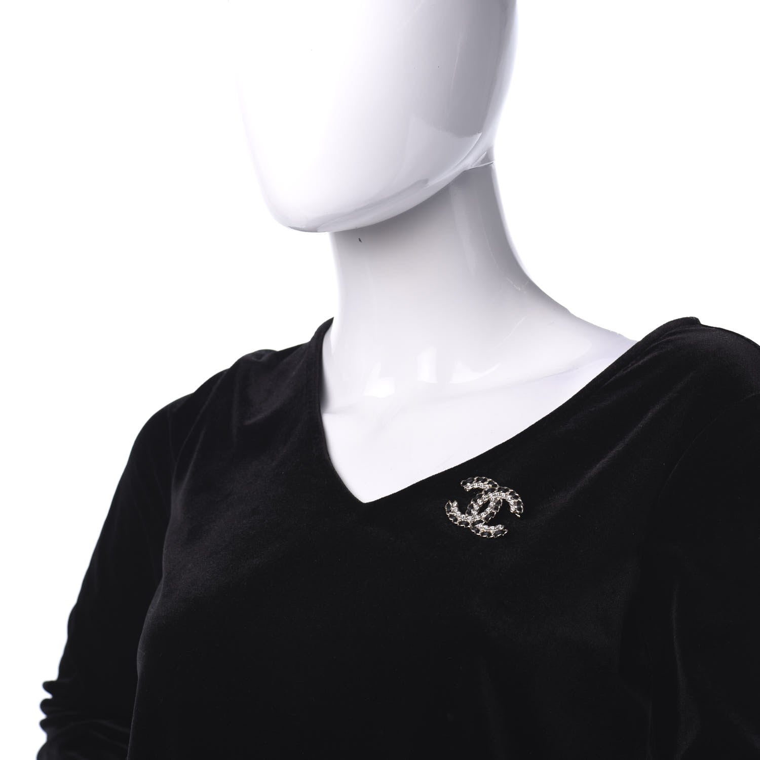 Chanel Lambskin Crystal Vintage Allure CC Chain Brooch Black Gold 2 of 5