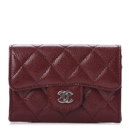 Chanel Iridescent Caviar Quilted Flap Card Holder Wallet Burgundy 1 of 11