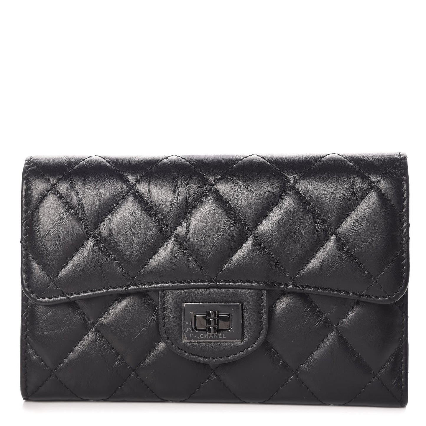 Aged Calfskin Quilted Reissue Medium Flap Wallet So Black
