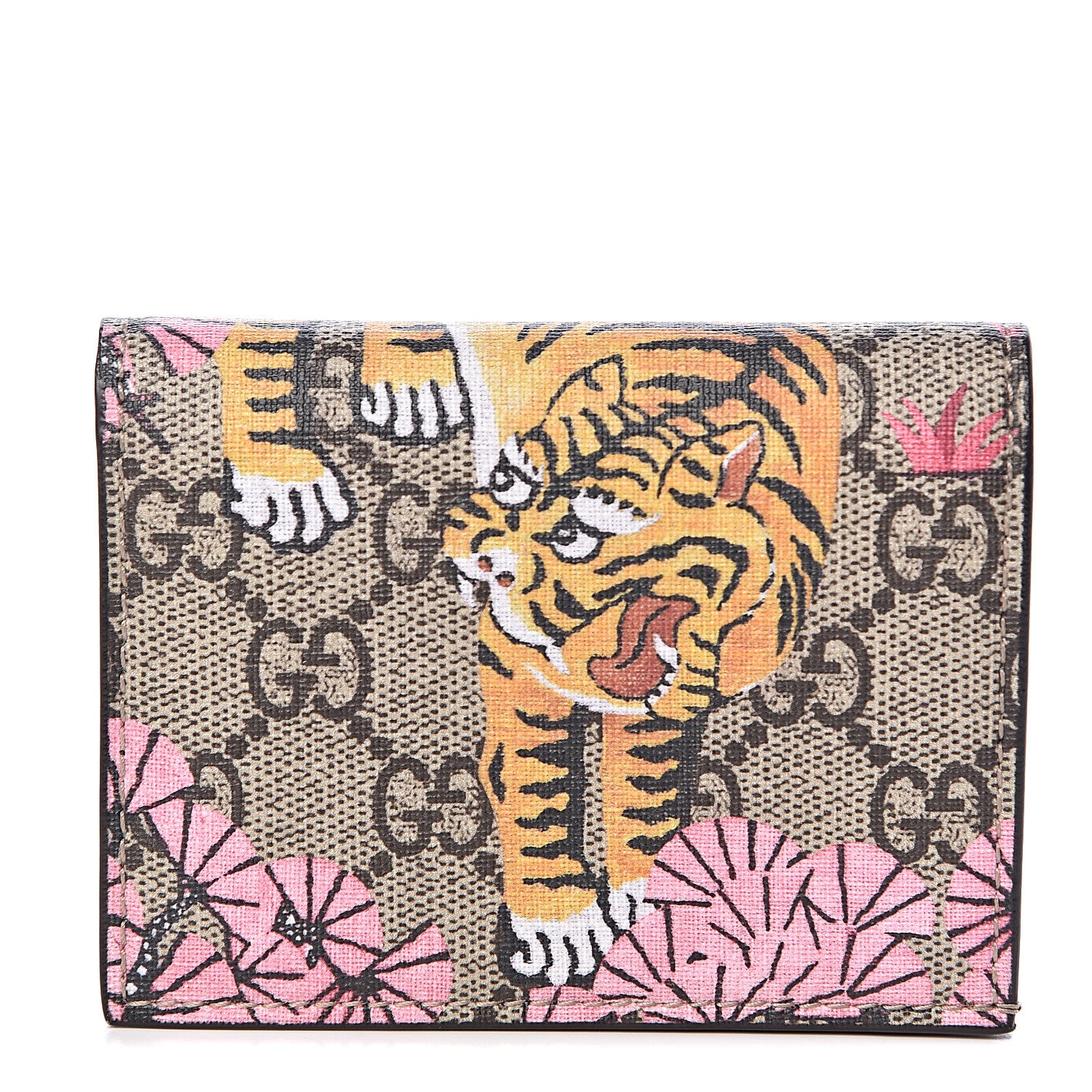 Gucci GG Supreme Monogram Bengal Card Case Beige Pink 1 of 7