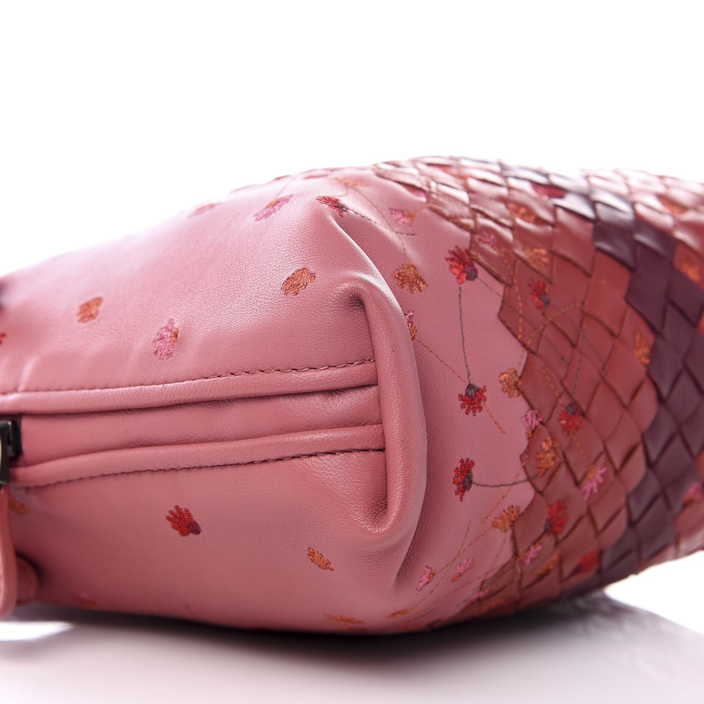 Nappa Intrecciato Floral Embroidered Pillow Crossbody Messenger Dusty Rose
