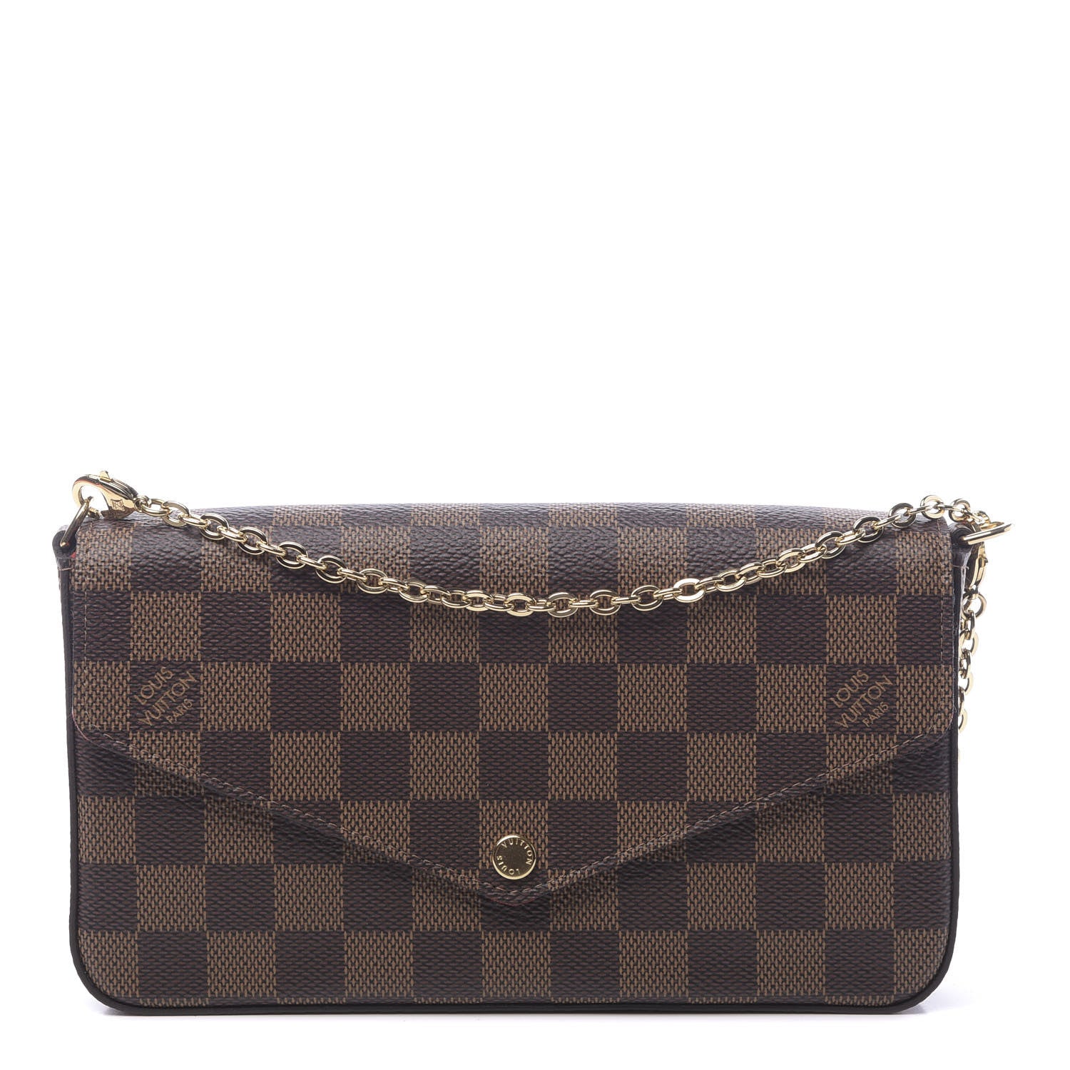 Louis Vuitton Damier Ebene Pochette Felicie Chain Wallet 1 of 12