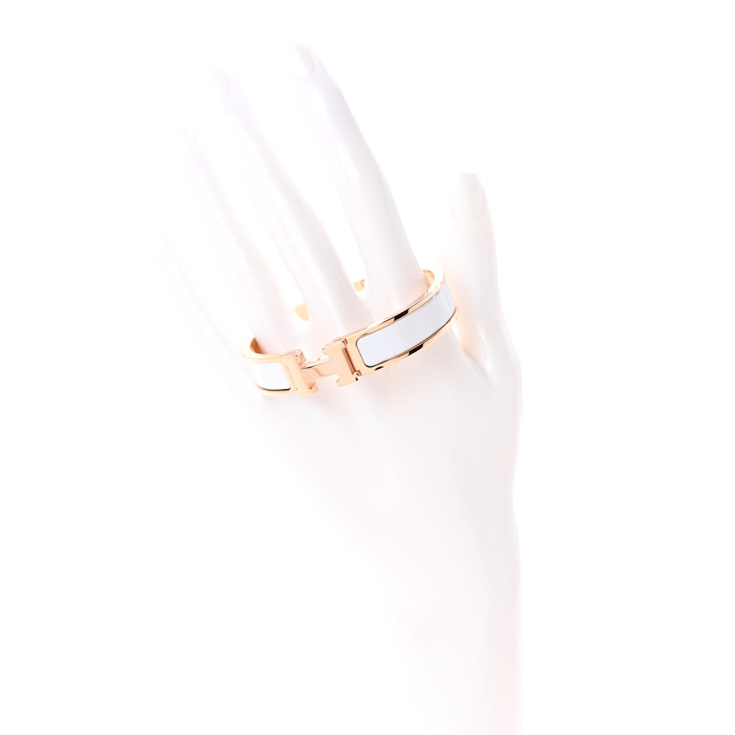 Enamel Narrow Clic Clac H Bracelet PM White