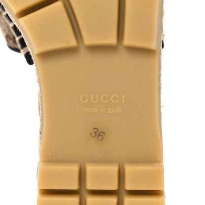 Gucci Monogram Matelasse Diagonal GG Marmont Platform Espadrille Slide Sandals 36 Beige Ebony Black 6 of 9
