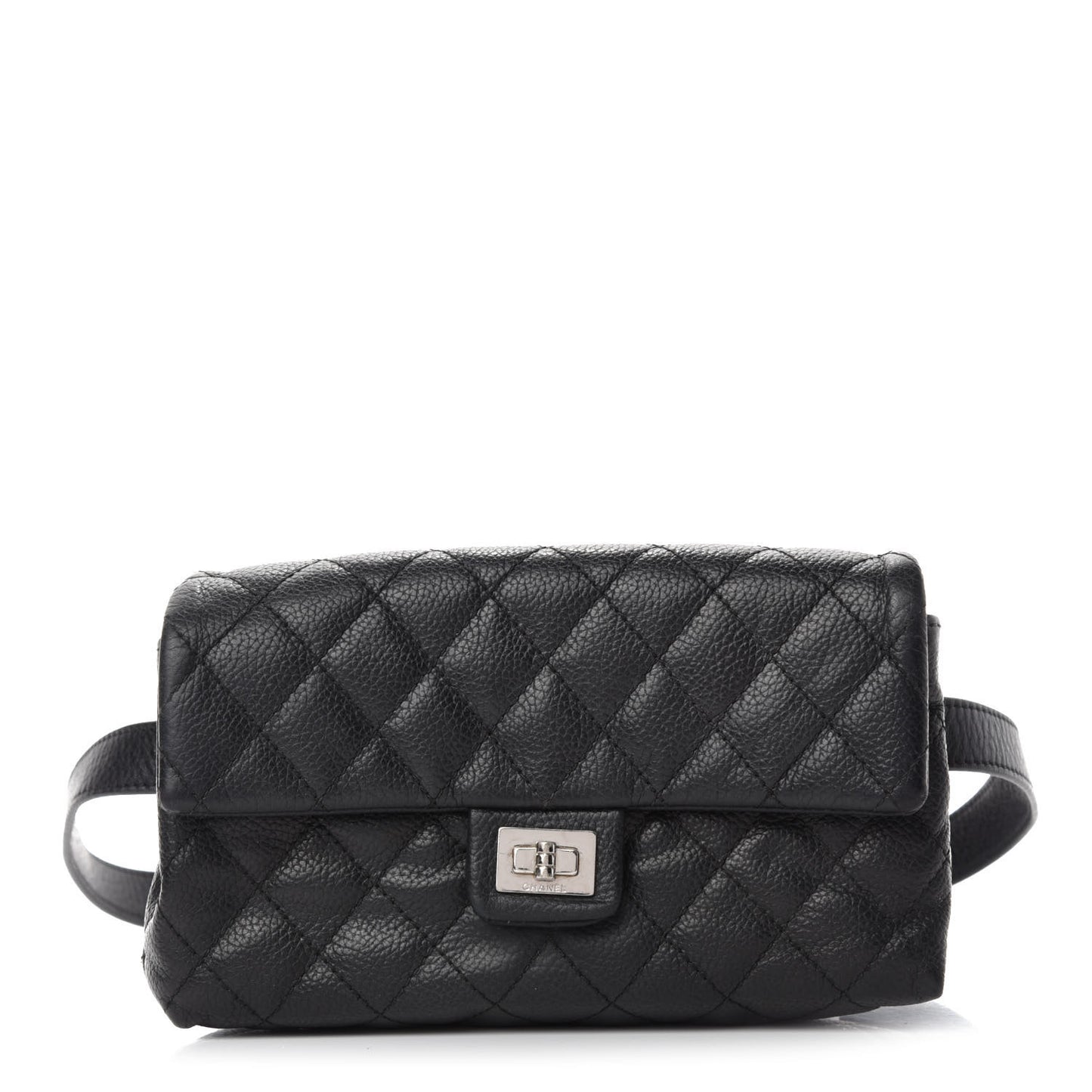 Grained Calfskin Quilted 2.55 Reissue Flap Belt Bag Clutch Black